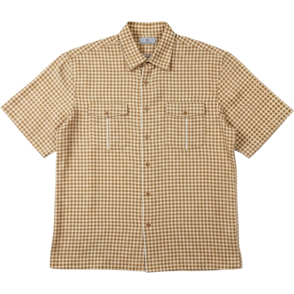 VTG Bobby Chan Shirt Mens L Orange Check‎ Silk Rayon Blend